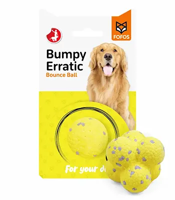 FOFOS Ultra-Durable Dog Ball, Yellow/Grey Dog Toy - Dog Chew Toy