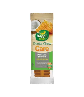 Happi Doggy Dental Chew Care (Skin Coat Support) - Honey Coconut oil,4 inch Singles - 23 g